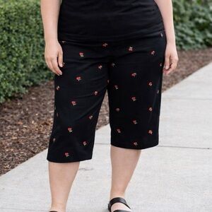 90s Briggs New York Capri Black Chino Pants with Cherry Embroidery Casual